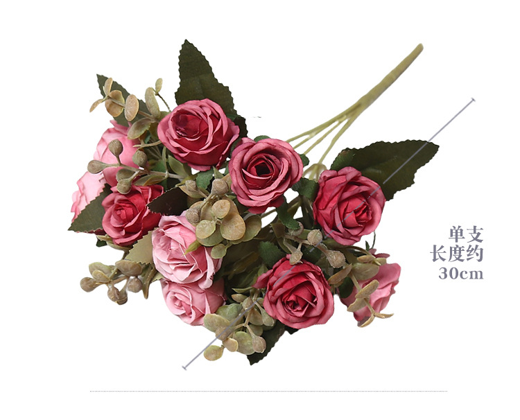 仿真花10头小乔玫瑰绢花家具装饰婚礼拍摄道具室内布置假花礼盒办公文化园艺装饰品详情3