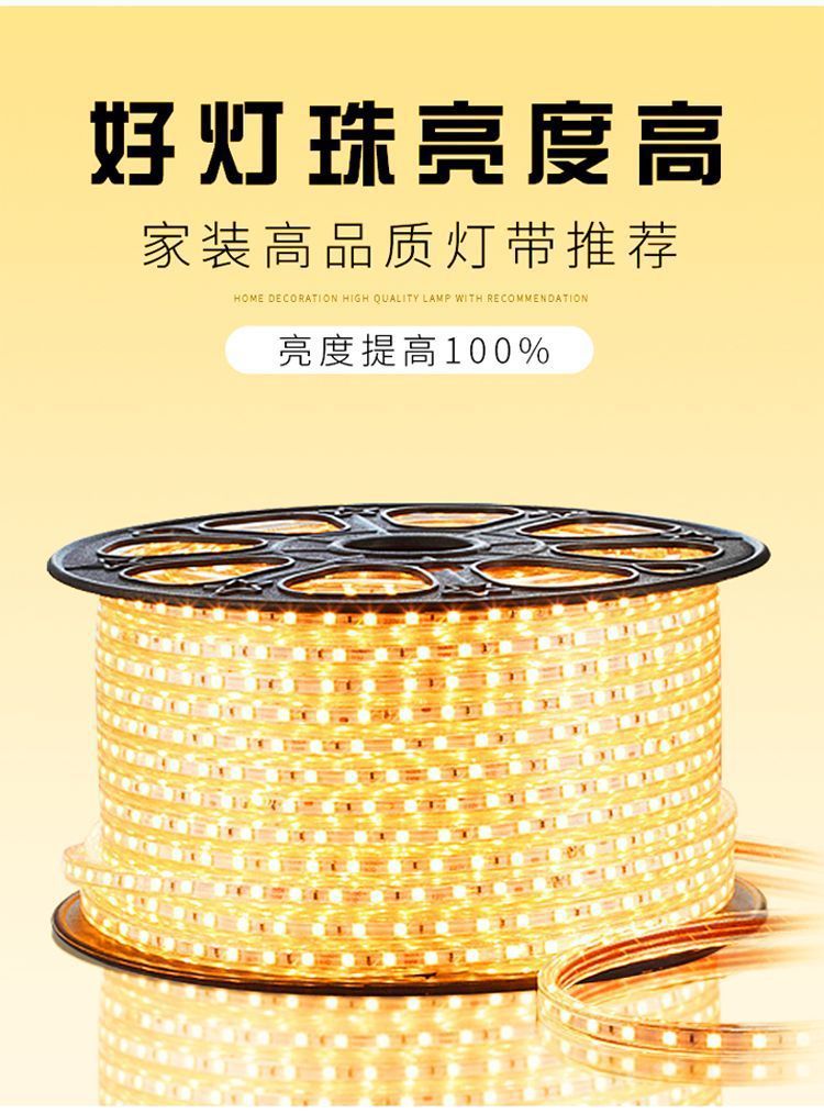 5050LED light strip, 220V outdoor waterproof, IP65, lighting project, home decoration lighting, decorative atmosphere, colored light strip pic 1