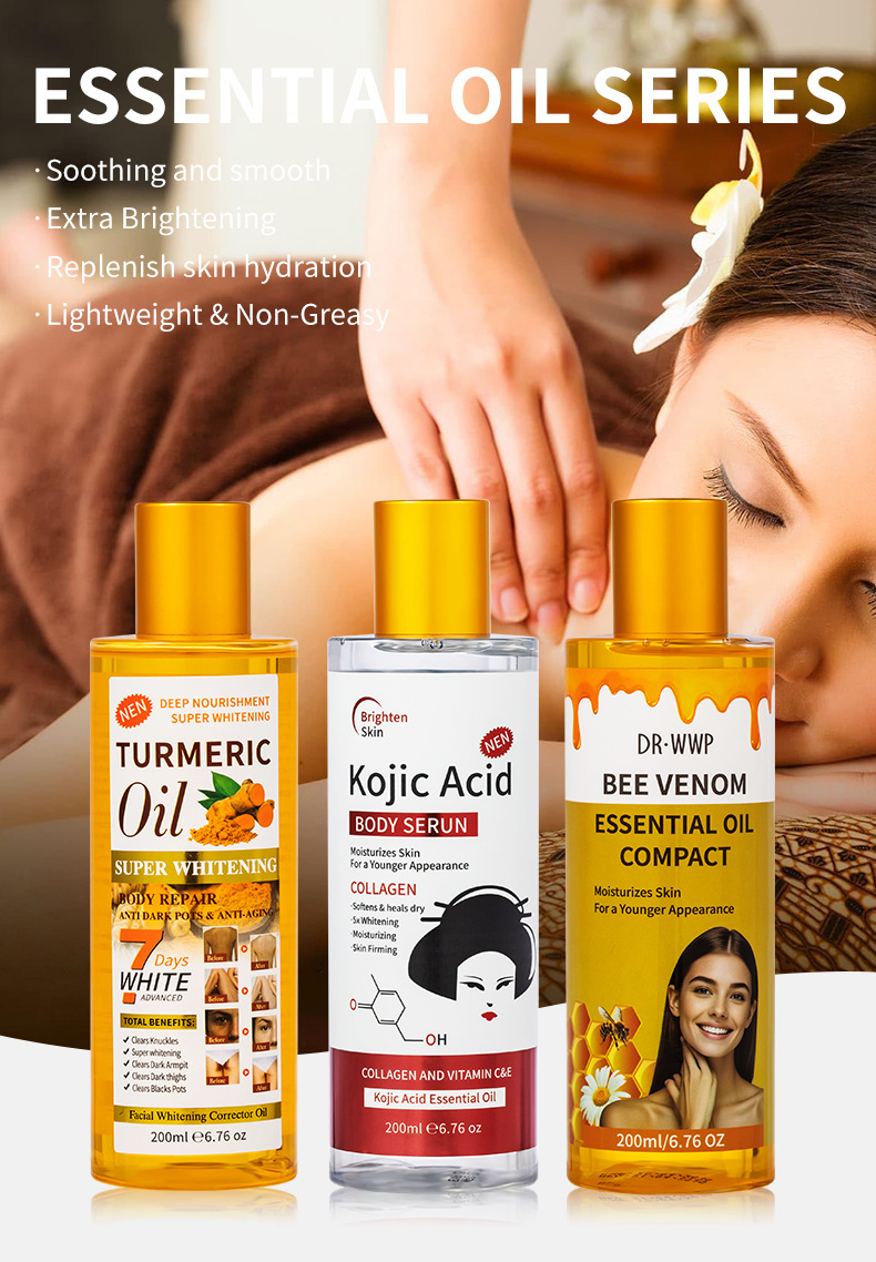 Cross-border Turmeric Massage Essential Oil Moisturizes, Unblocks meridians and generates heat. Foreign trade Ginger essential Oil Body Massage and Gua Sha Oil 200ml pic 5