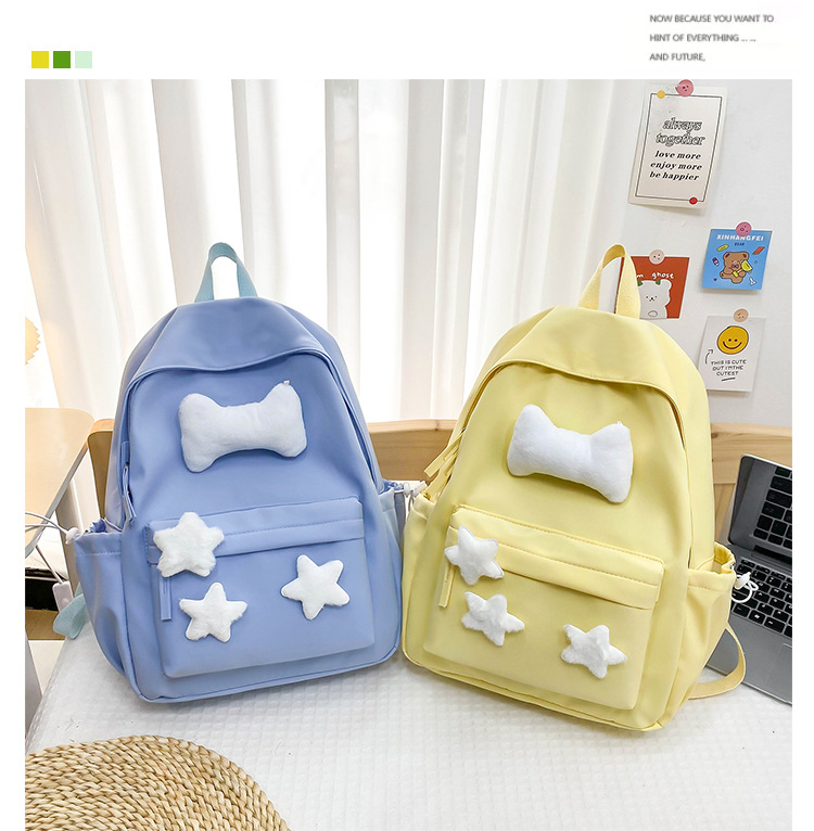 可爱少女小众自制五角星双肩包百搭大学生书包女休闲高中背包详情37