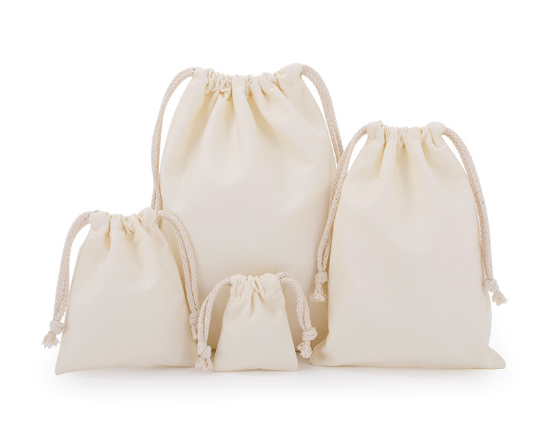 Wholesale and in-stock white drawstring cotton drawstring bags, blank eco-friendly gift packaging, storage canvas drawstring bags pic 30