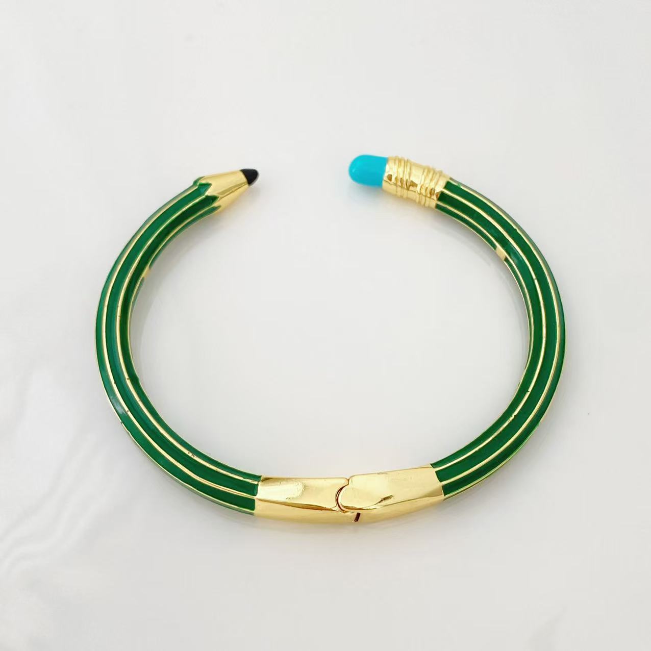 Cross-border new product pencil eraser bracelet, personalized and creative fashion style, enamel color open bracelet with a patchwork feel, for women pic 7