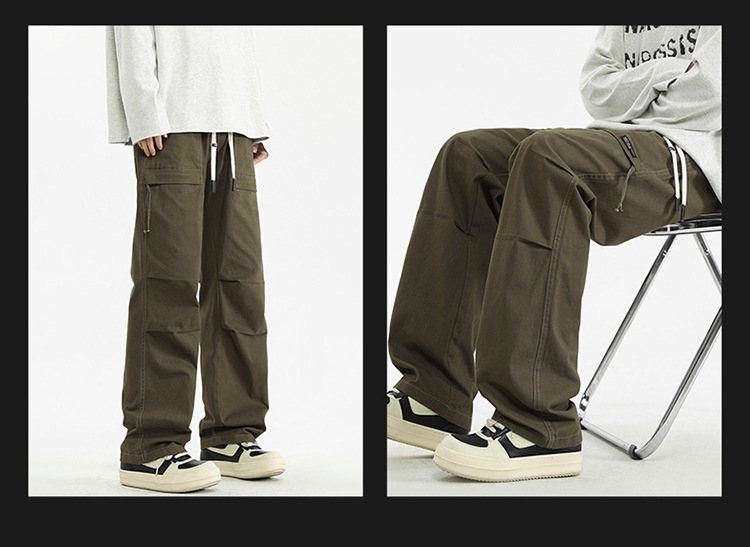 纯棉工装裤子男士2025春季新款宽松直筒美式潮牌阔腿休闲伞兵长裤详情18