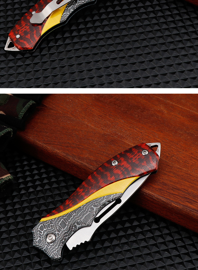 Stainless steel handle 3D printed folding knife, outdoor tool, self-defense portable folding knife, fruit knife, belt clip portable knife pic 9