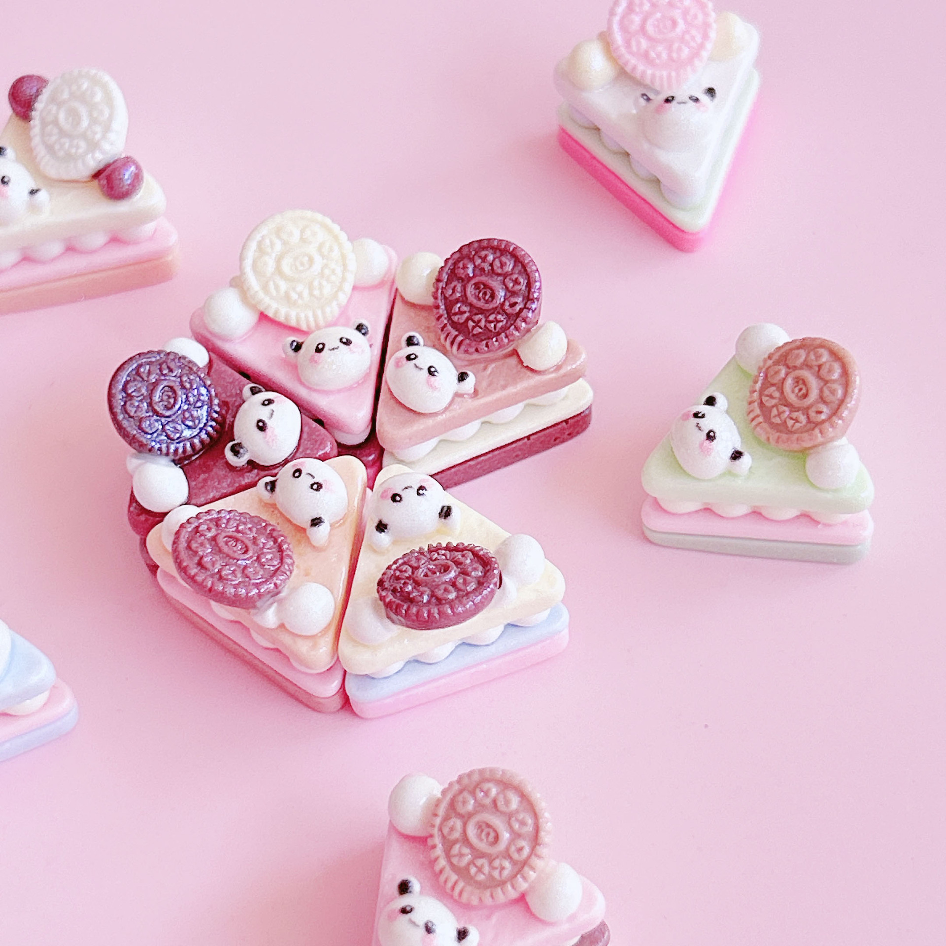 Panda Triangle Mousse Cake Food Play Decoration diy Hair accessory Pendant Handcrafted matching decorative embellishment materials pic 9