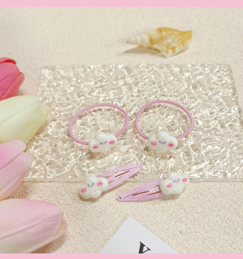 【可以】新款卡通儿童发夹发绳套装女童高弹不伤发发绳糖果色发夹详情16