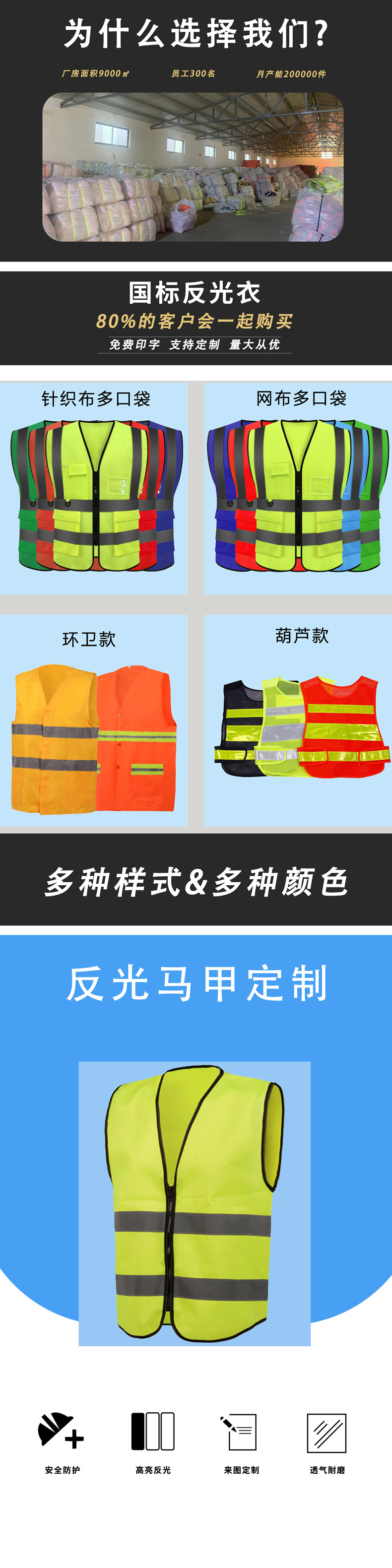 Reflective vests, reflective vests, construction site sanitation, garden security, duty traffic safety suits, wholesale in stock, printed pic 1