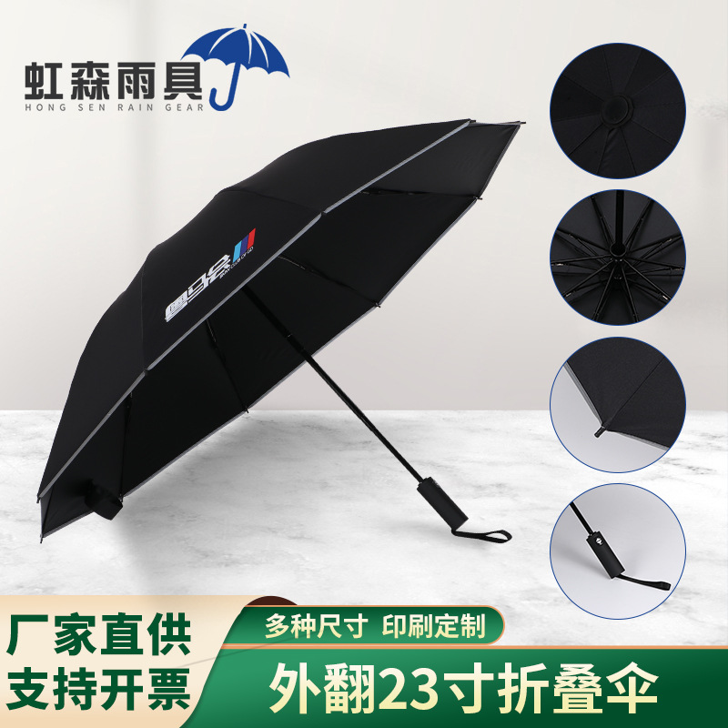 27寸高尔夫伞定制纤维直柄伞印logo半自动晴雨两用伞商务广告雨伞详情4