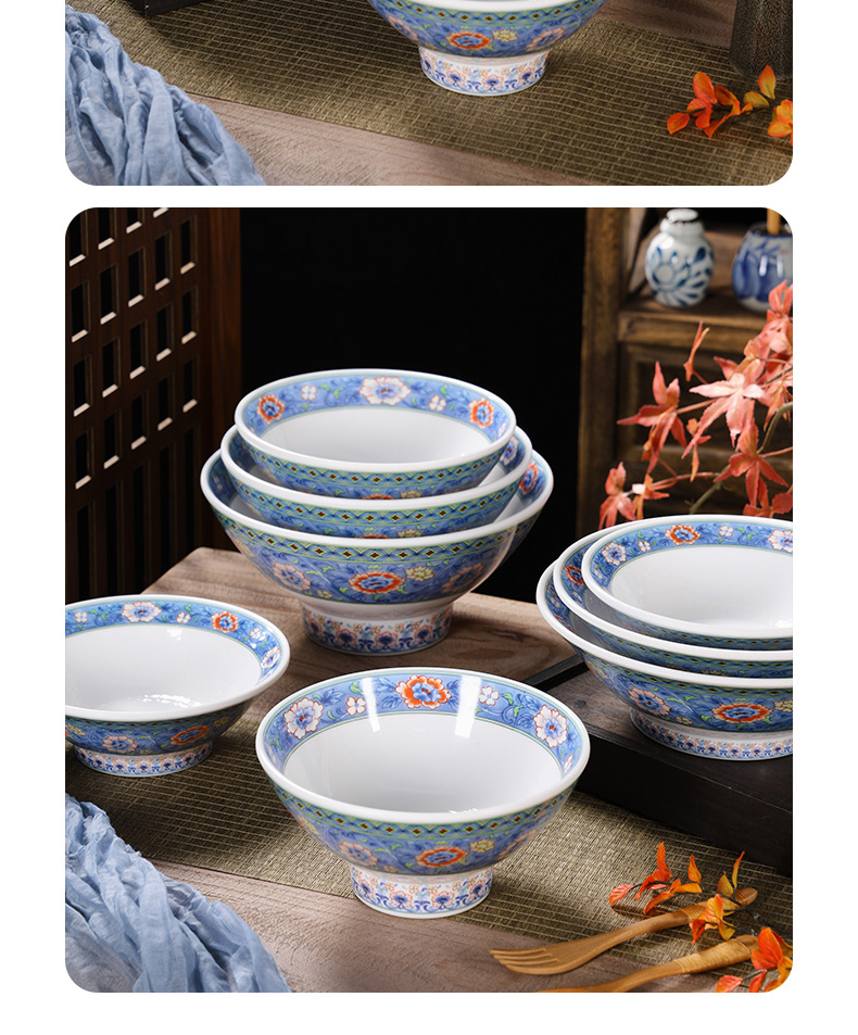 Wholesale of light luxury melamine tableware, high-legged bamboo hat bowls for noodle restaurants, commercial spicy hot pot large bowls, and high-temperature resistant noodle bowls pic 9