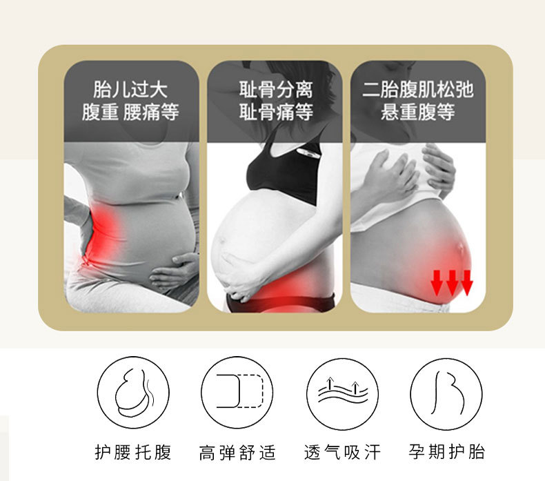 孕妇用品透气托腹带孕妇腰带绷带耻骨痛孕中晚期双胎兜肚子安胎带详情3