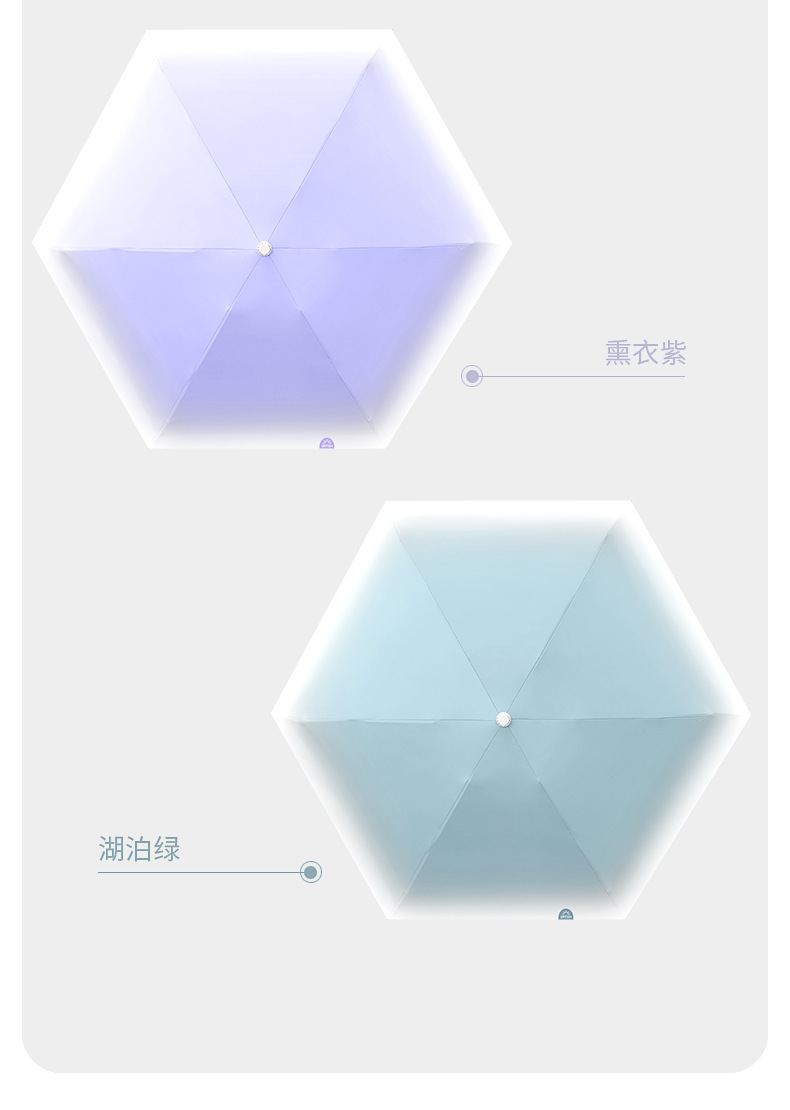新款五折六骨手开黑胶面料遮阳伞伸缩手柄渐变色晴雨两用一件代发详情26