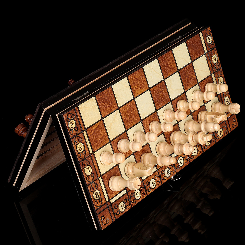 厂家直销木质磁性国际象棋3合1套装便携可折叠益智竞技桌游玩具详情9