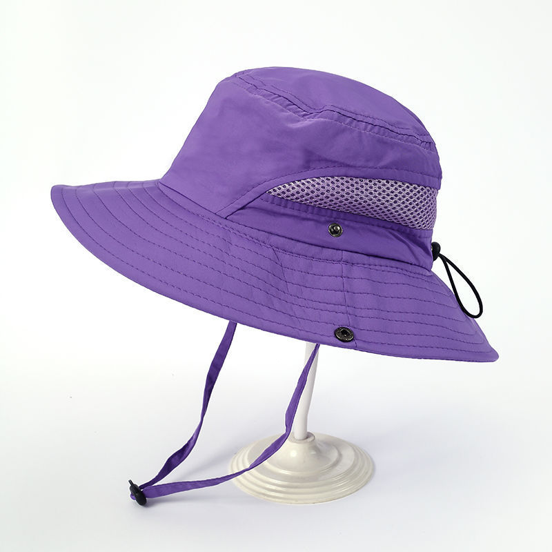 Best-selling solid-color glossy fisherman hats, parent-child style, large-brimmed sunshade, quick-drying, waterproof fabric mountaineering hats, and adult hats in foreign trade pic 5