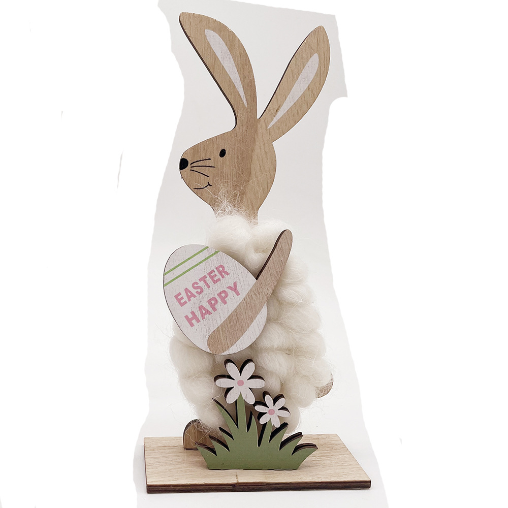 春天园艺木质小兔子摆件装饰品 复活节兔子鸡蛋工艺品桌面小摆件详情7