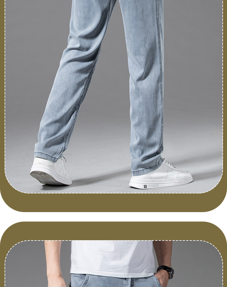 抖音爆款春夏冰丝凉感牛仔裤男宽松直筒长裤新塘高端天丝阔腿裤薄详情17