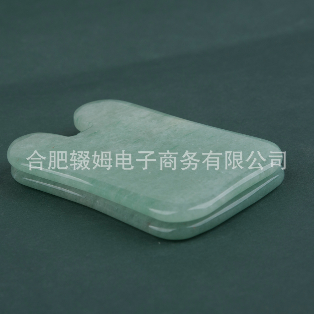 跨境粉晶绿东陵玉石刮痧片凹型刮痧板背部脸部按摩美容器礼品厂家详情19