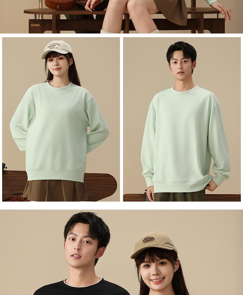 春秋薄款圆领卫衣跨境专供纯色宽松团体服学校活动班服印logo套头详情15