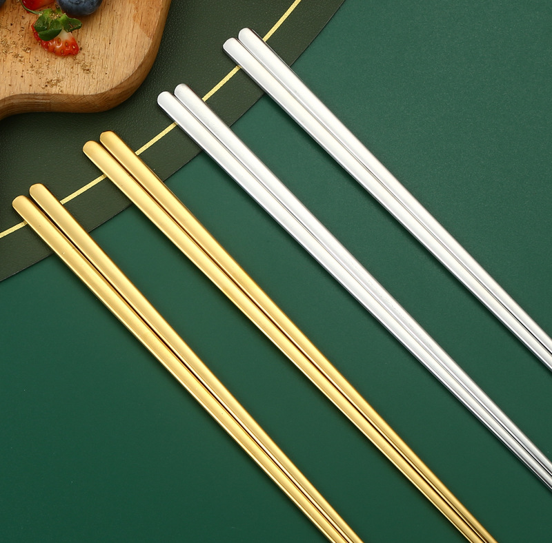 304不锈钢扁筷子实心长筷子加厚防滑韩式料理韩国版扁平金54g批发详情15