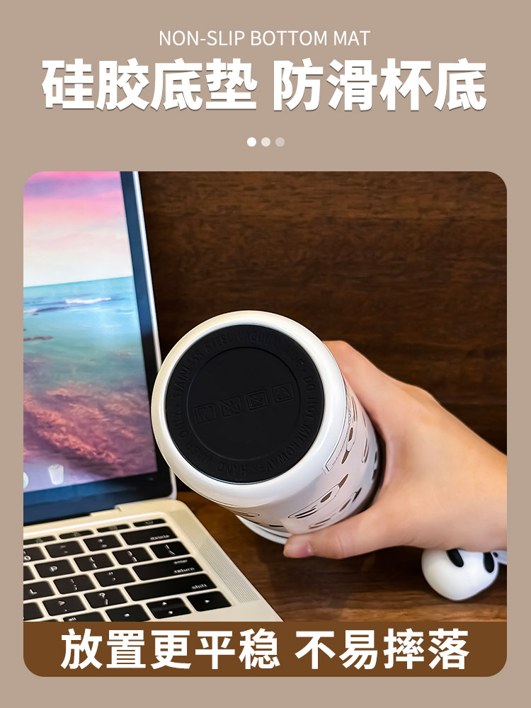 yanis3儿童保温杯2024新款学生上学专用便携女生高颜值熊猫吸管杯详情9