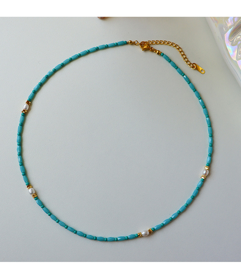 时尚轻奢绿松石淡水珍珠叠戴项链女气质百搭高级感精致简约锁骨链详情9