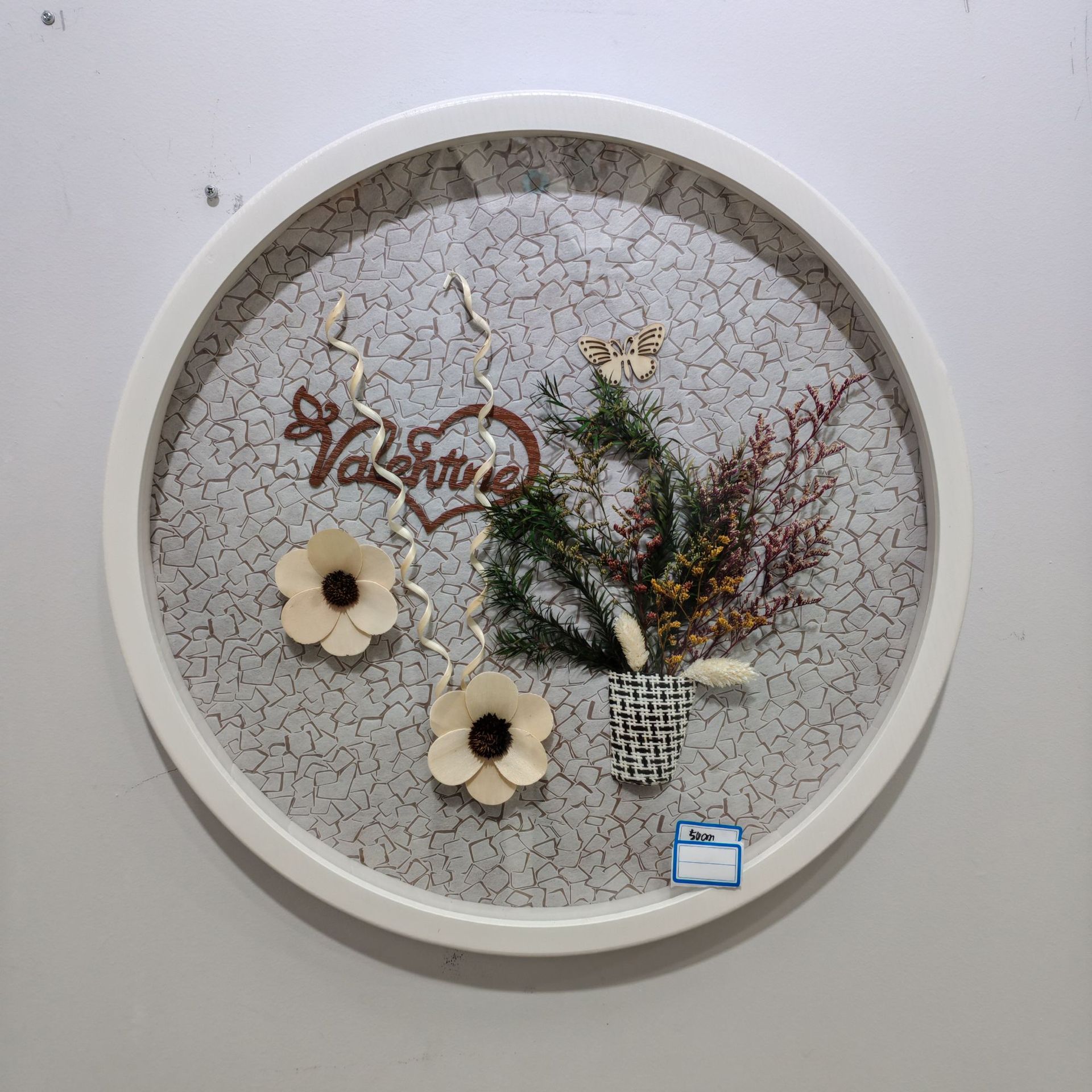 干花圆形装饰画新中式墙面装饰壁挂民宿玄关家居手工壁饰直径50cm详情6