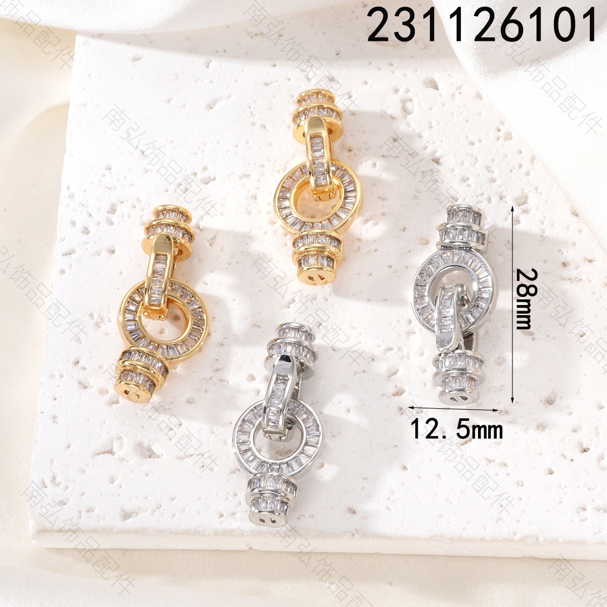 Pearl necklace clasp, copper-plated with real gold and studded with zirconium rings, 8-shaped clasp, universal clasp, high-end and color-preserving DIY accessory pic 2
