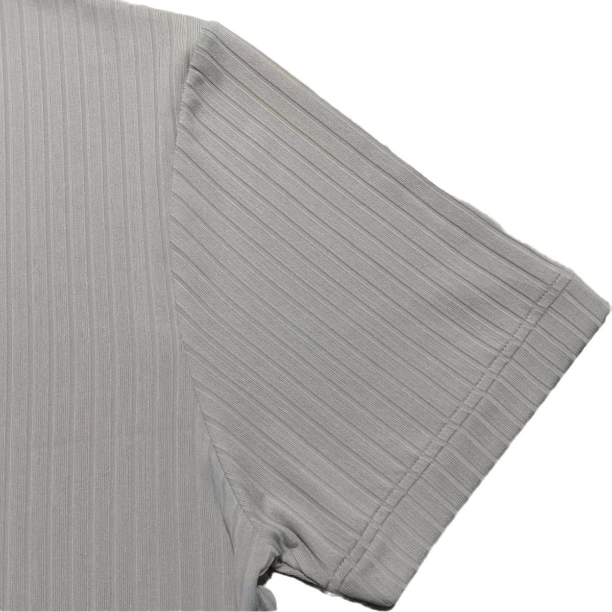 Temu跨境速卖通2025新款男士短袖上衣坑条V领修身短袖亨利T恤衫夏详情18