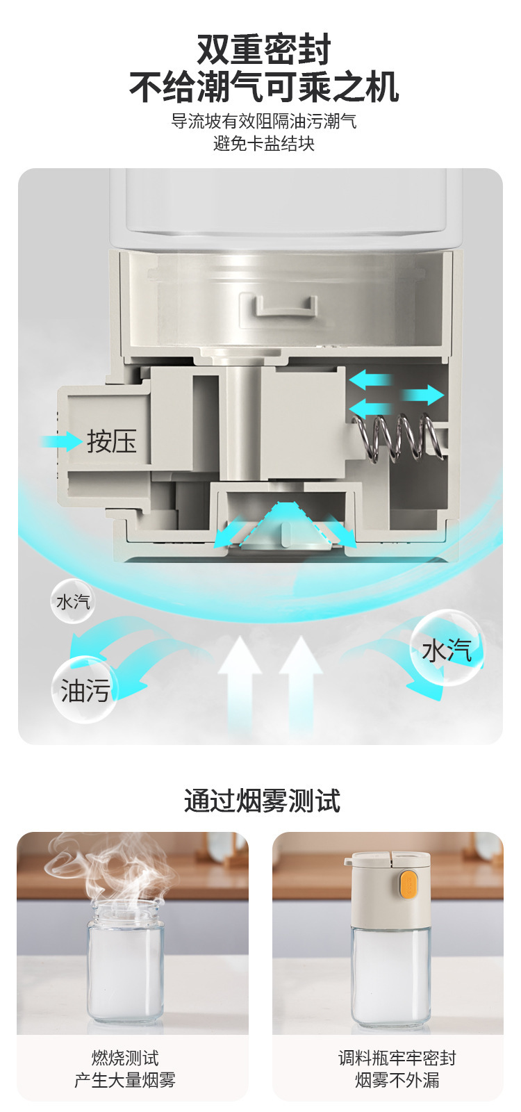 六小狐新款控量调料瓶 180ml盐粉颗粒调味品0.5g控量玻璃调味罐详情5