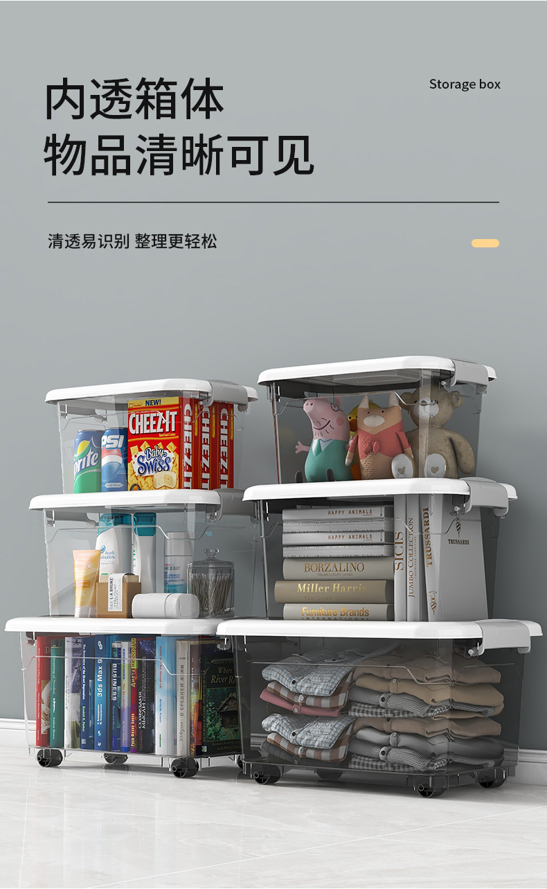 塑料透明收纳箱超大号加厚家用被子衣物储物箱搬家杂物玩具整理箱详情8
