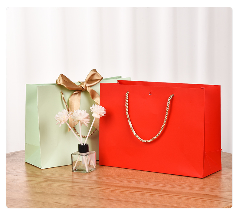Wholesale of clothing handbags, paper bags, bow gift bags, shopping bags, solid-color packaging bags, logo printable gift bags, paper bags pic 20