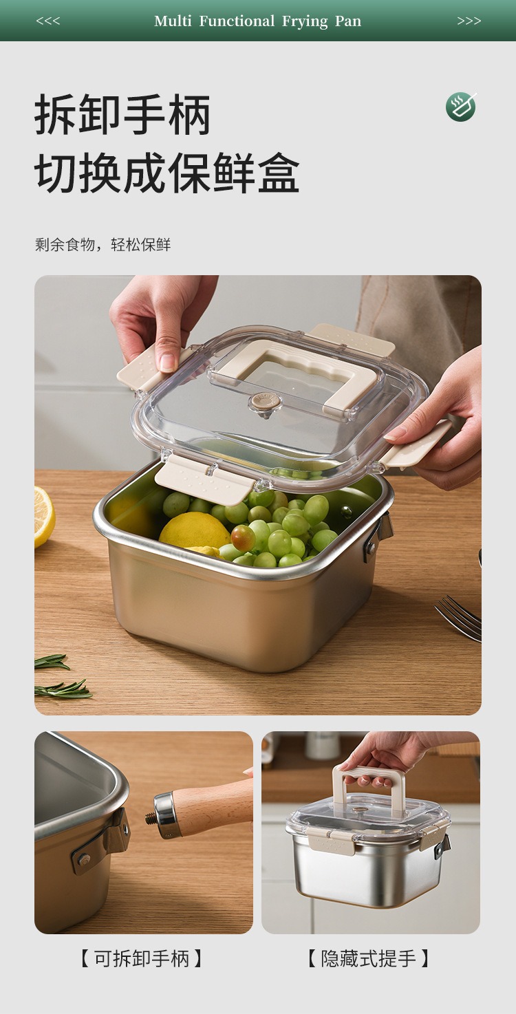 Cross-border Japanese stainless steel square deep fryer, household milk pot, noodle cooking pot, outdoor portable tempura deep fryer consignment pic 11