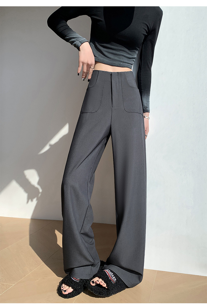 窄版西装裤女秋季2025新款宽松高腰垂感休闲长裤百搭直筒阔腿裤子详情22