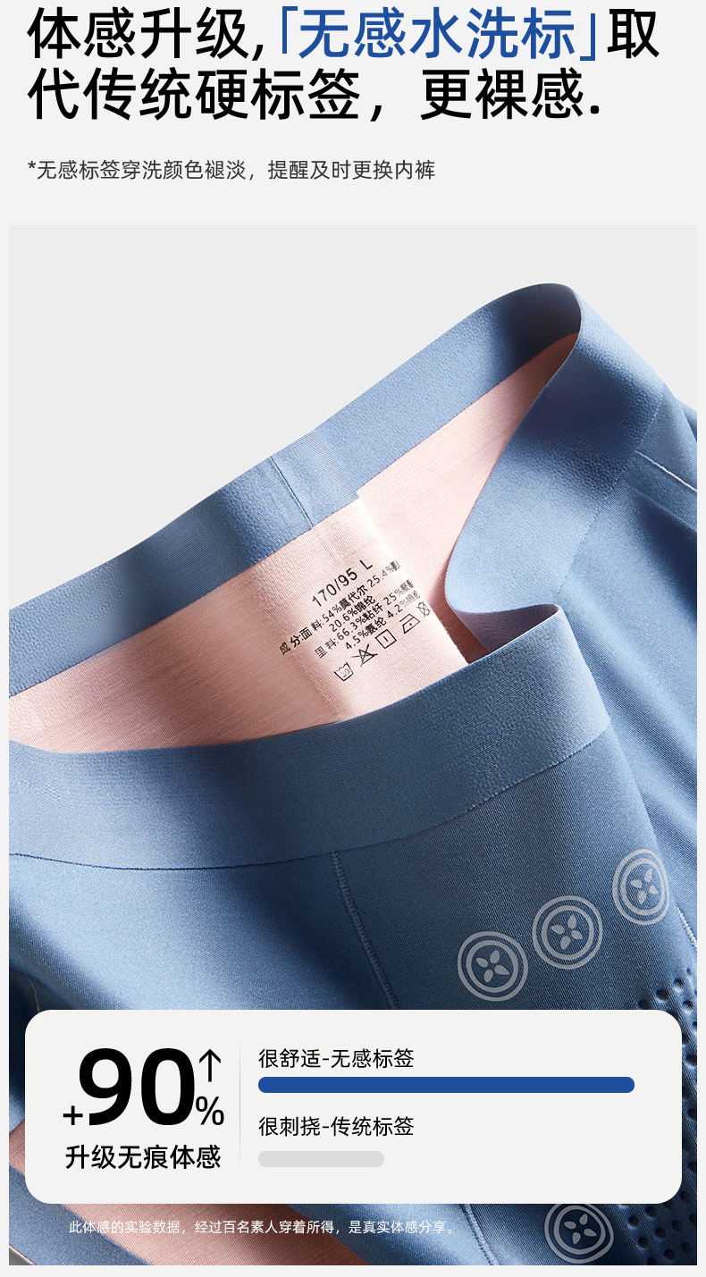 100支双面莫代尔托玛琳男士内裤莫代尔中腰无痕10A抑菌透气三角裤详情5