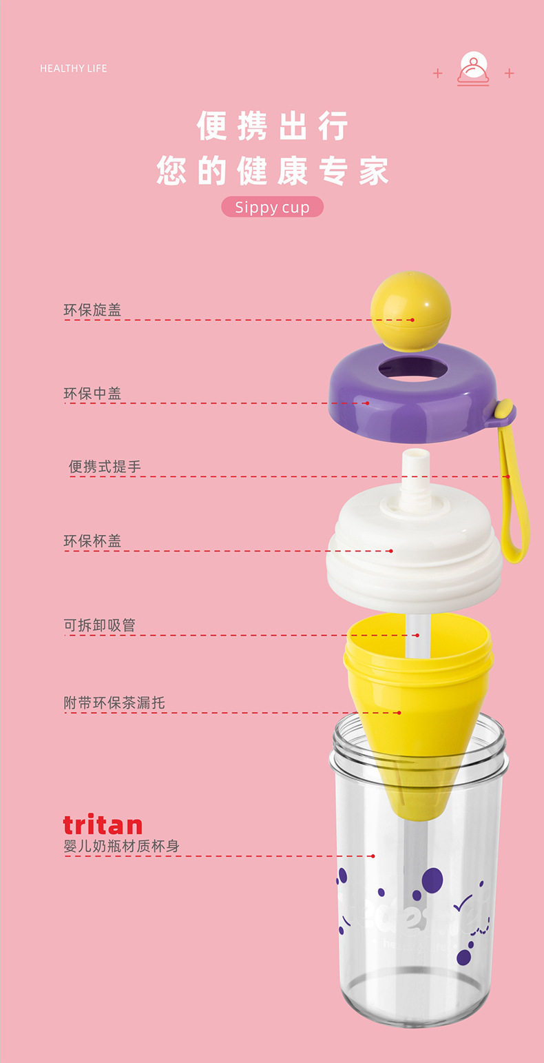 水杯带吸管杯泡茶水果茶分离果茶杯女高颜值可爱塑料杯便携随行杯详情10