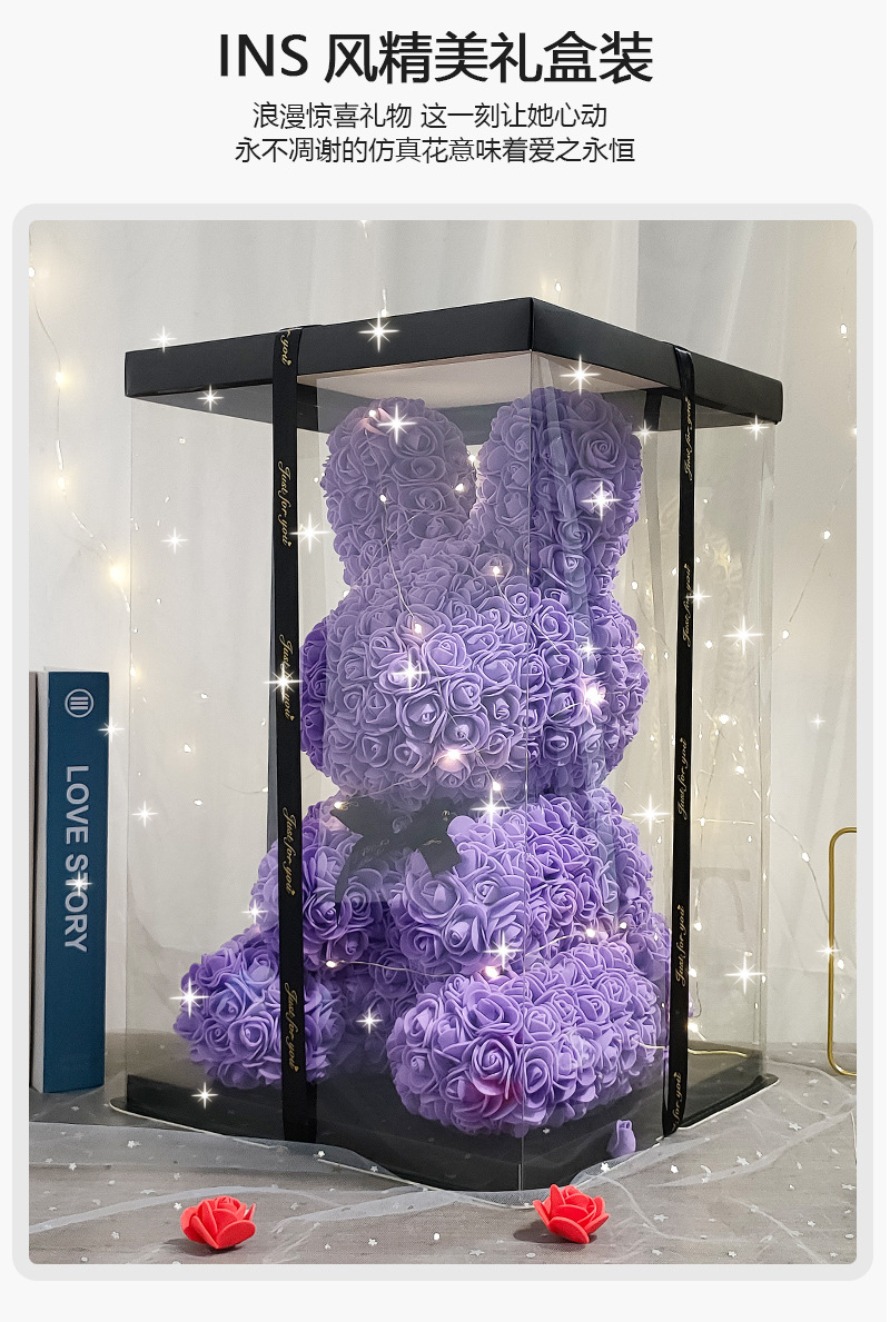 国潮生日礼物520情人节礼物母亲仿真永生玫瑰花兔子送女友闺蜜创意礼详情6