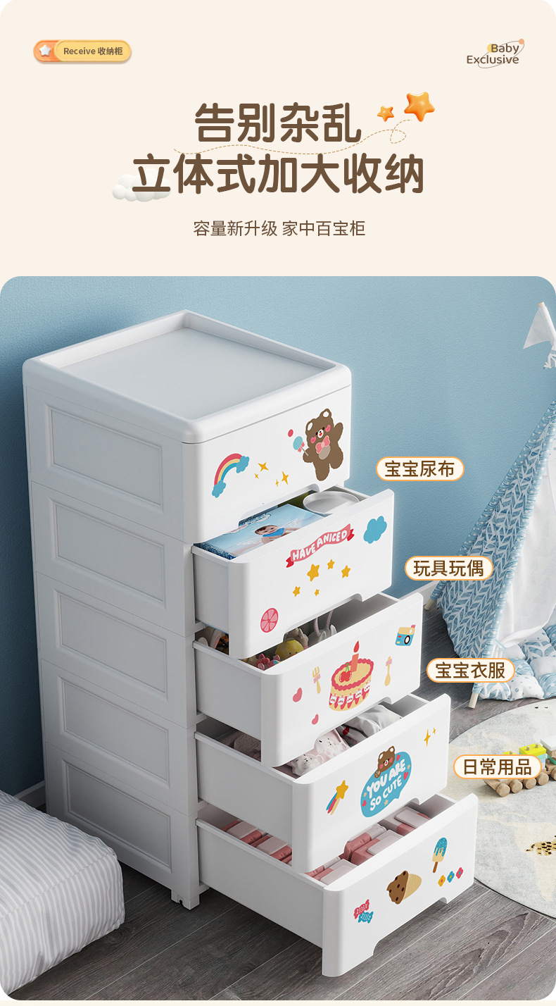 抽屉式收纳柜家用客厅卧室整理储物柜大容量落地多层玩具置物柜子详情34