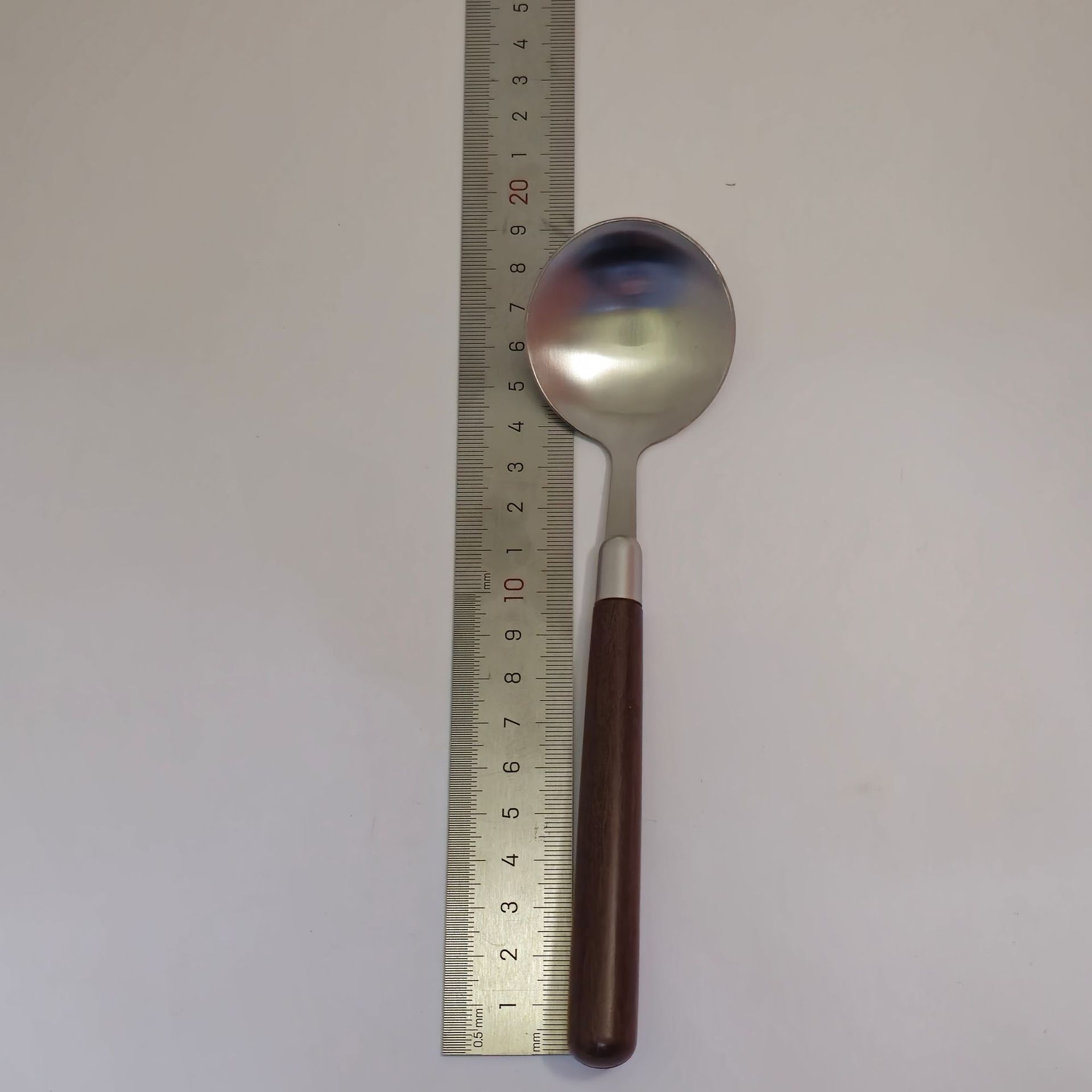 仿胡桃木柄简约质感不锈钢勺子叉子套装家用西餐餐勺高颜值餐具详情6