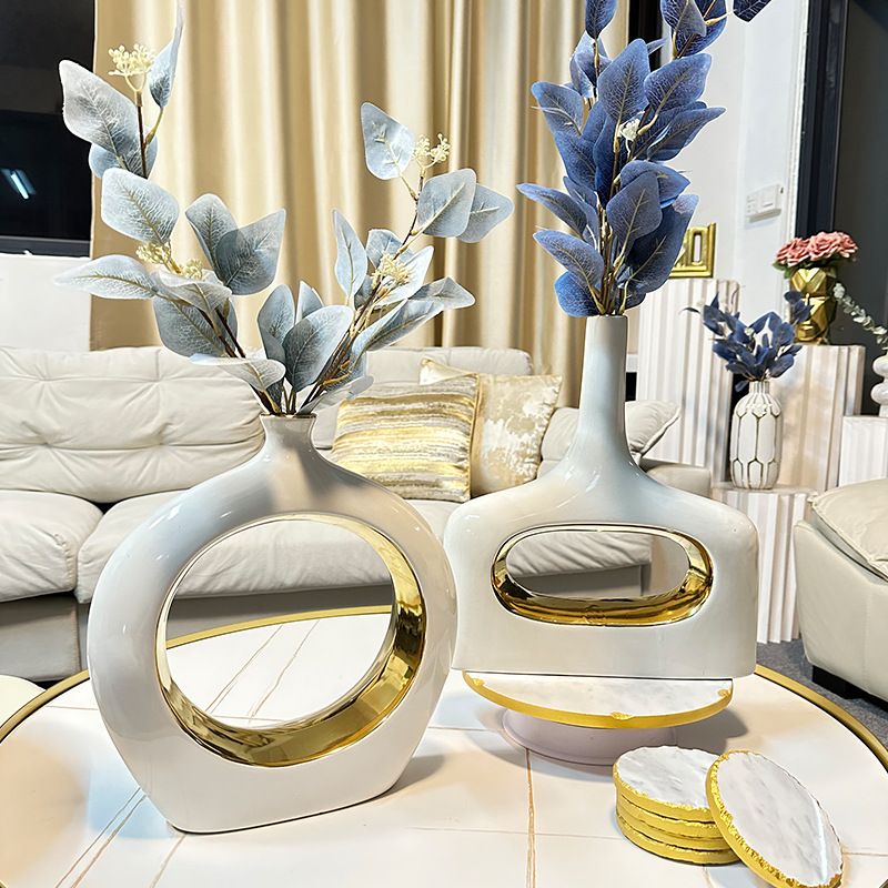 In 2025, modern light luxury high-end ceramic vases, living room home TV cabinets, entrance hall ornaments, coffee tables, model room decorations pic 3