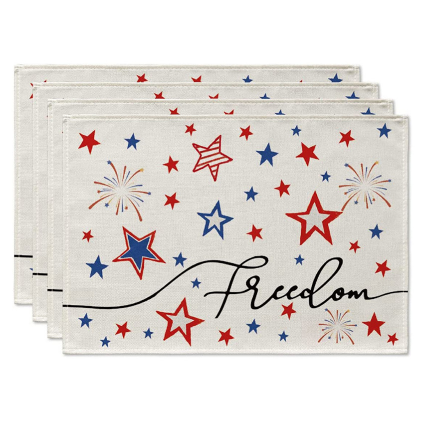 国潮跨境印花餐桌垫家居独立日餐巾装饰节日餐盘垫隔热垫杯垫详情3