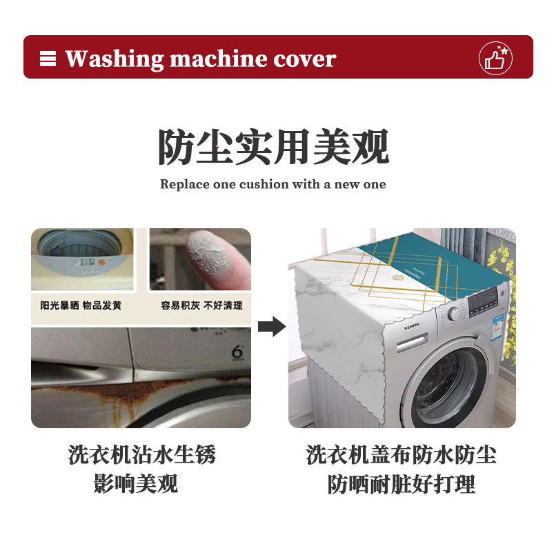 滚筒洗衣机防尘盖布防水防油免洗pvc全自动洗衣机套罩通用防晒布详情3
