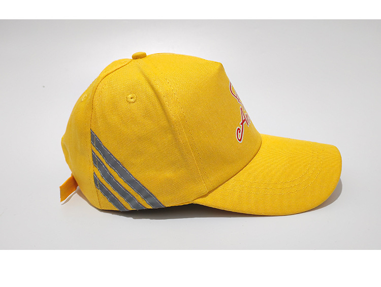 Customized luminous baseball caps for primary and secondary school students, with logo embroidery and reflective strips, safety small yellow caps and printed sun hats pic 6