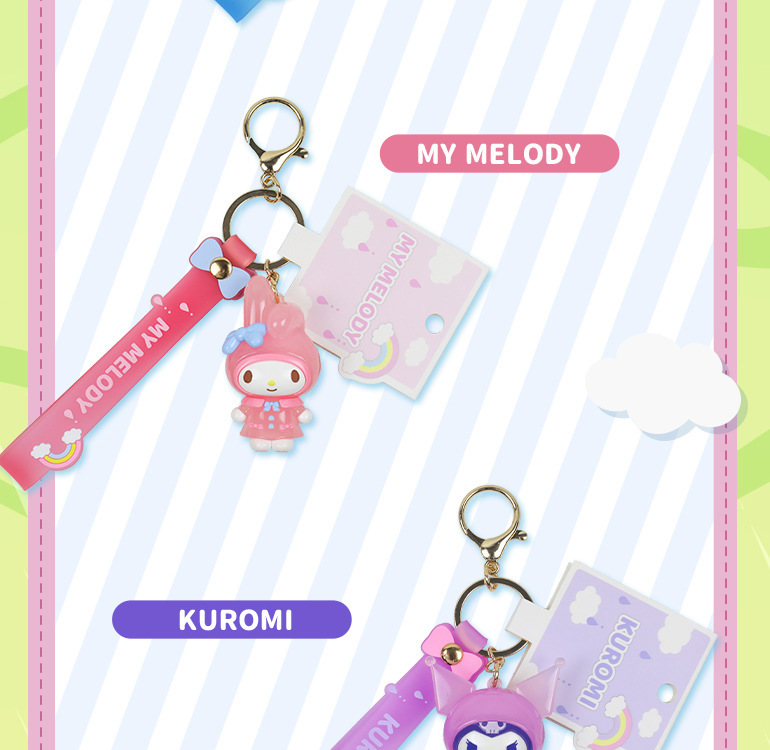 三丽鸥家族雨衣系列钥匙扣库洛米帕恰狗书包挂件创意礼物批发详情4