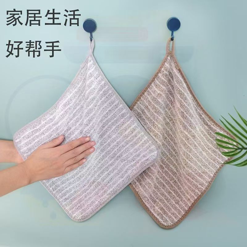 【 Zone 2-12 】30x30 edge-wrapped bamboo charcoal rag 50/ pack 1500/ piece 30x30 edge-wrapped bamboo charcoal rag can hang fiber dishcloth thickened household non-shedding 1 yuan wholesale pic 2