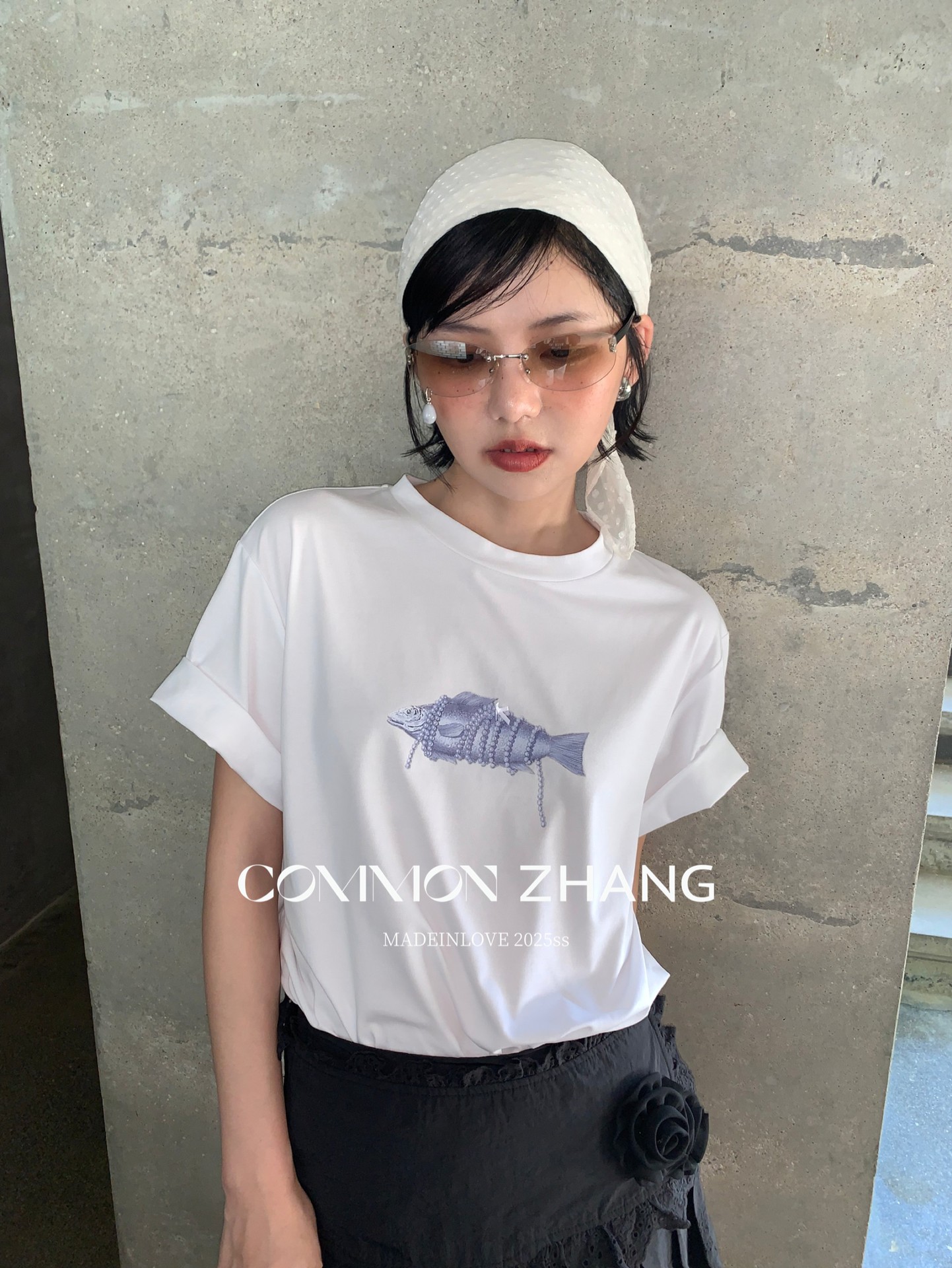 CZ ZHANG Summer Korean style laid-back casual simple printed shoulder loose round-neck short-sleeved T-shirt for women B20777 pic 11