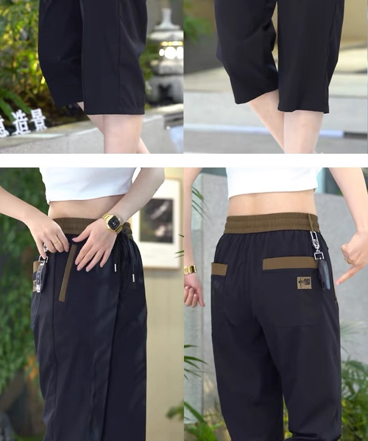 直筒休闲裤女夏季薄款冰丝速干运动裤潮流时尚百搭弹力女士七分裤详情19