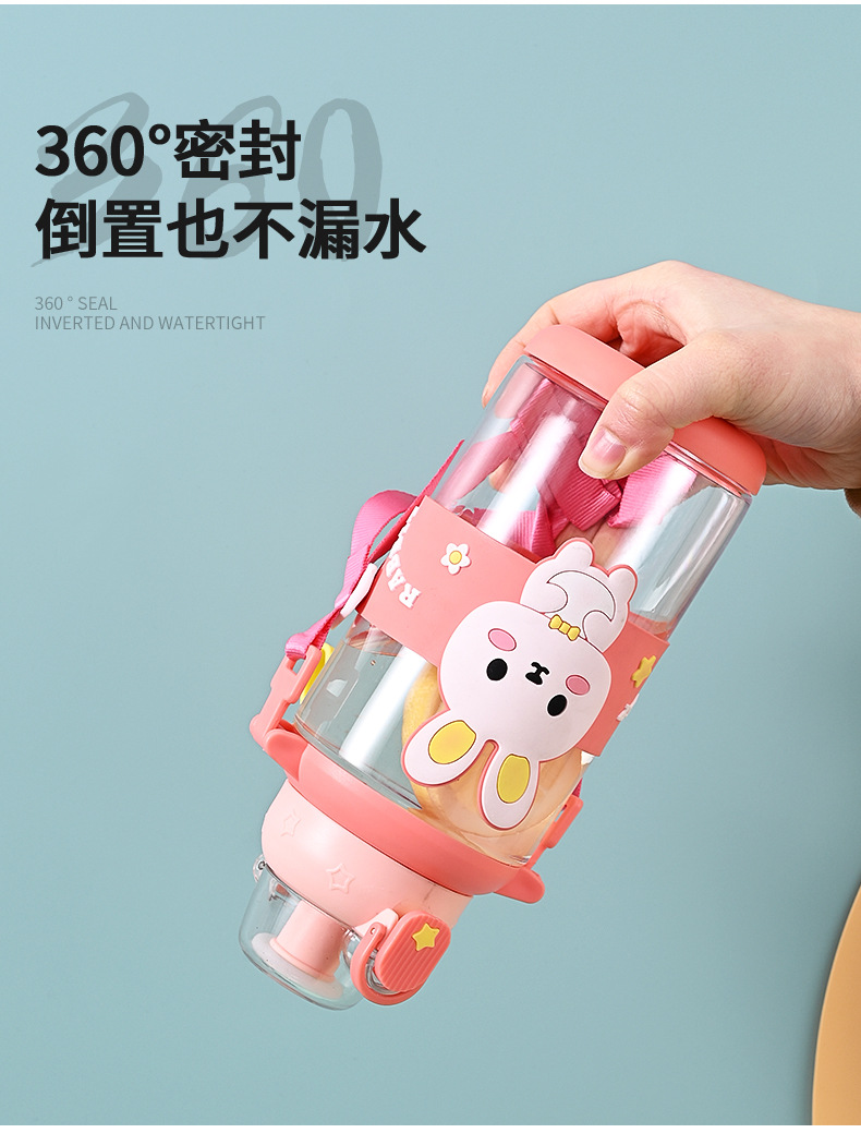 儿童卡通运动水壶户外便携塑料弹跳吸管杯男女学生可爱吸管杯礼品详情11