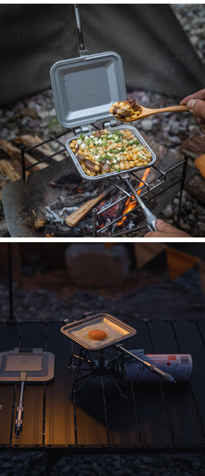 Koman TT-1315 Double-sided non-stick toast bread sandwich grill, multi-purpose camping breakfast grill pan pic 11