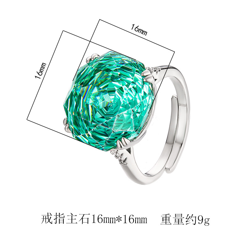 2025新款庄生生珠宝铜底镀金仿真玫瑰切海蓝简约戒指主石16mm详情2