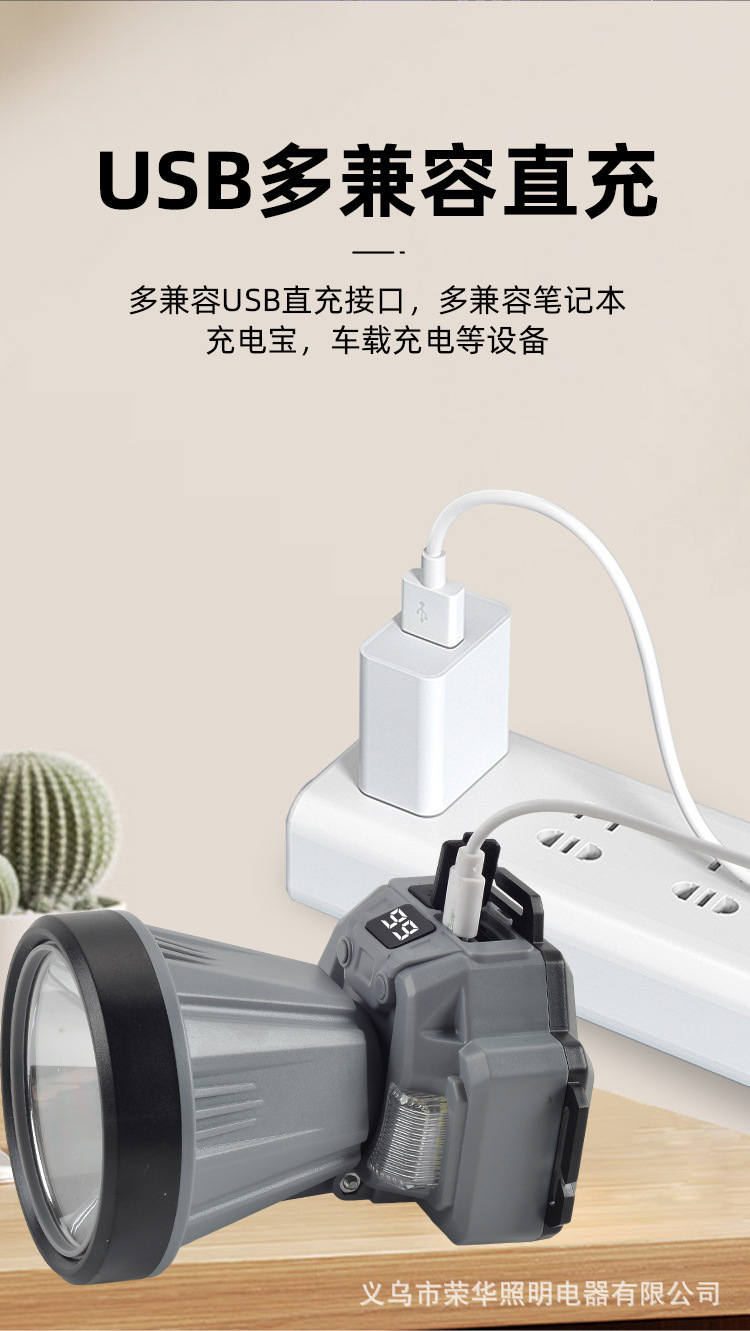 跨境多功能强光头灯Type-c充电感应头灯夜用户外可拆卸电池详情13
