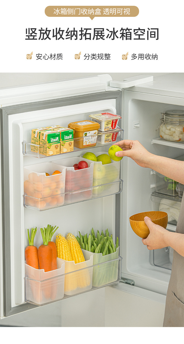 冰箱侧门收纳盒便携多功能分类冰箱置物盒家用大容量拓展冷藏盒详情9